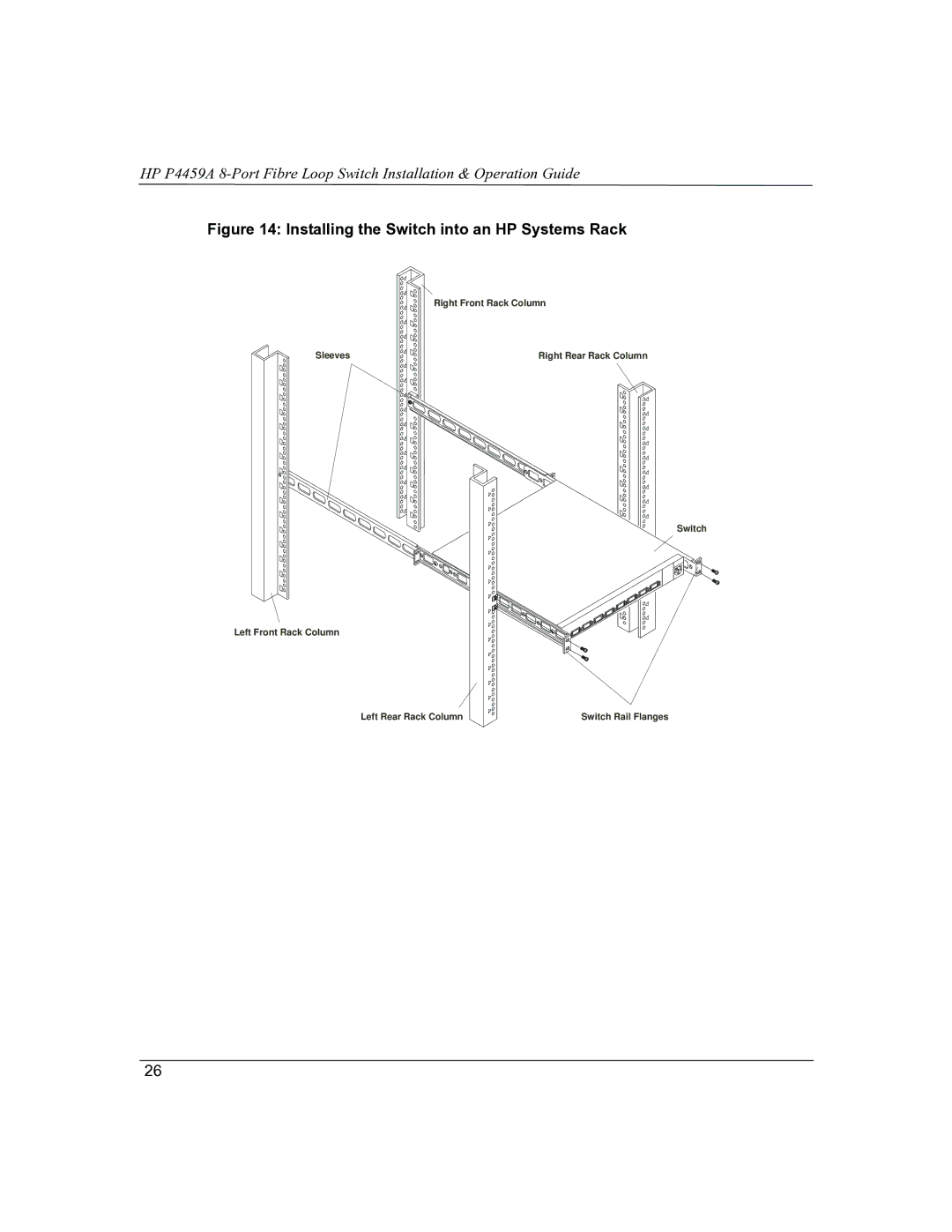 HP P4459A manual Installing the Switch into an HP Systems Rack 
