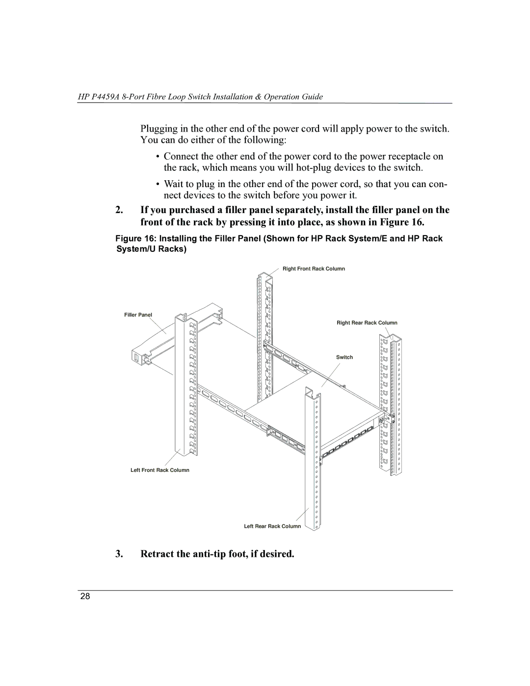 HP P4459A manual Retract the anti-tip foot, if desired 