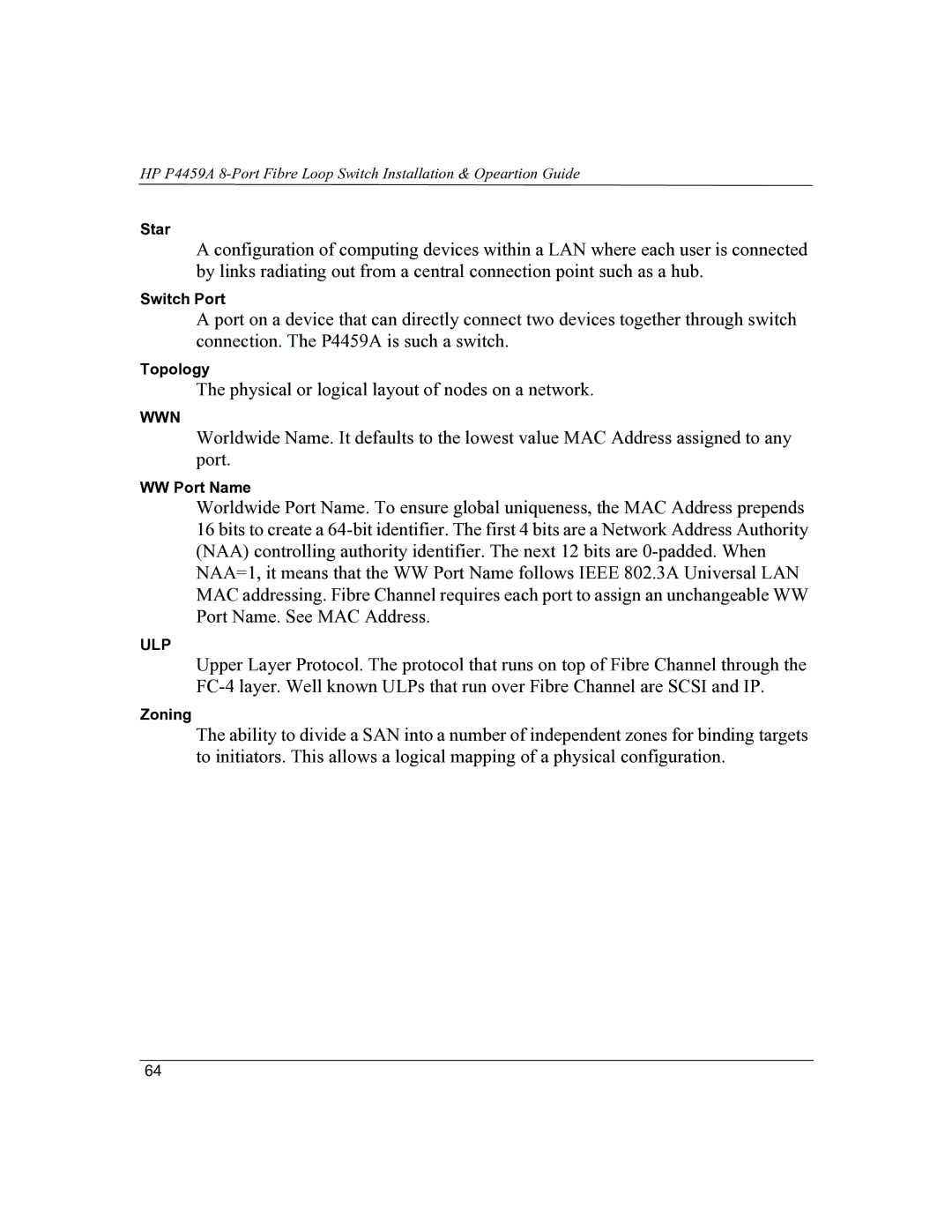 HP P4459A manual Physical or logical layout of nodes on a network 