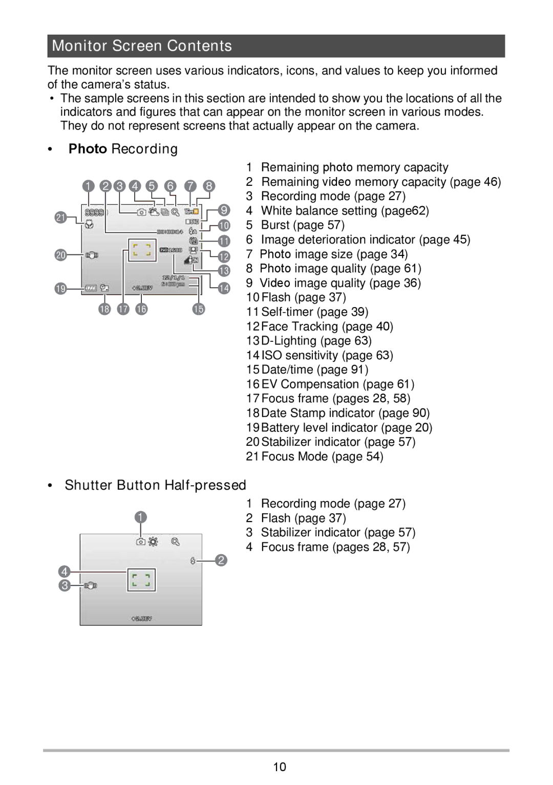 HP p550 manual 234 5 6 7 Bs br bq, Monitor Screen Contents 