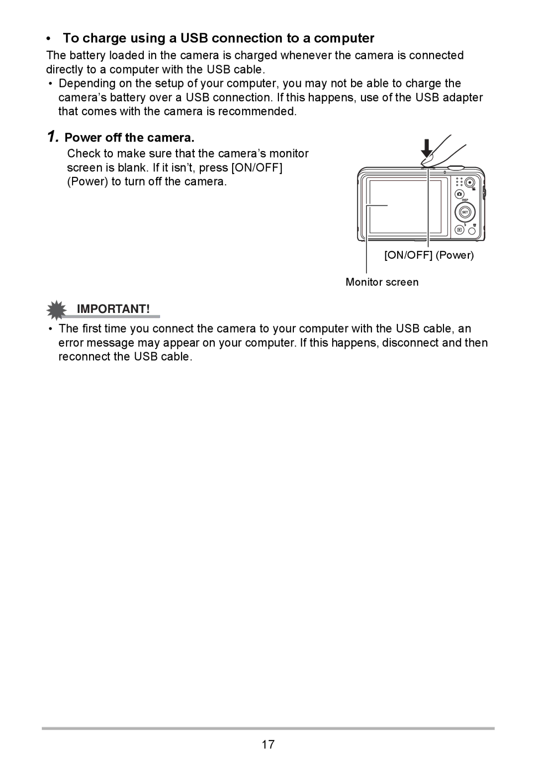 HP p550 manual To charge using a USB connection to a computer 