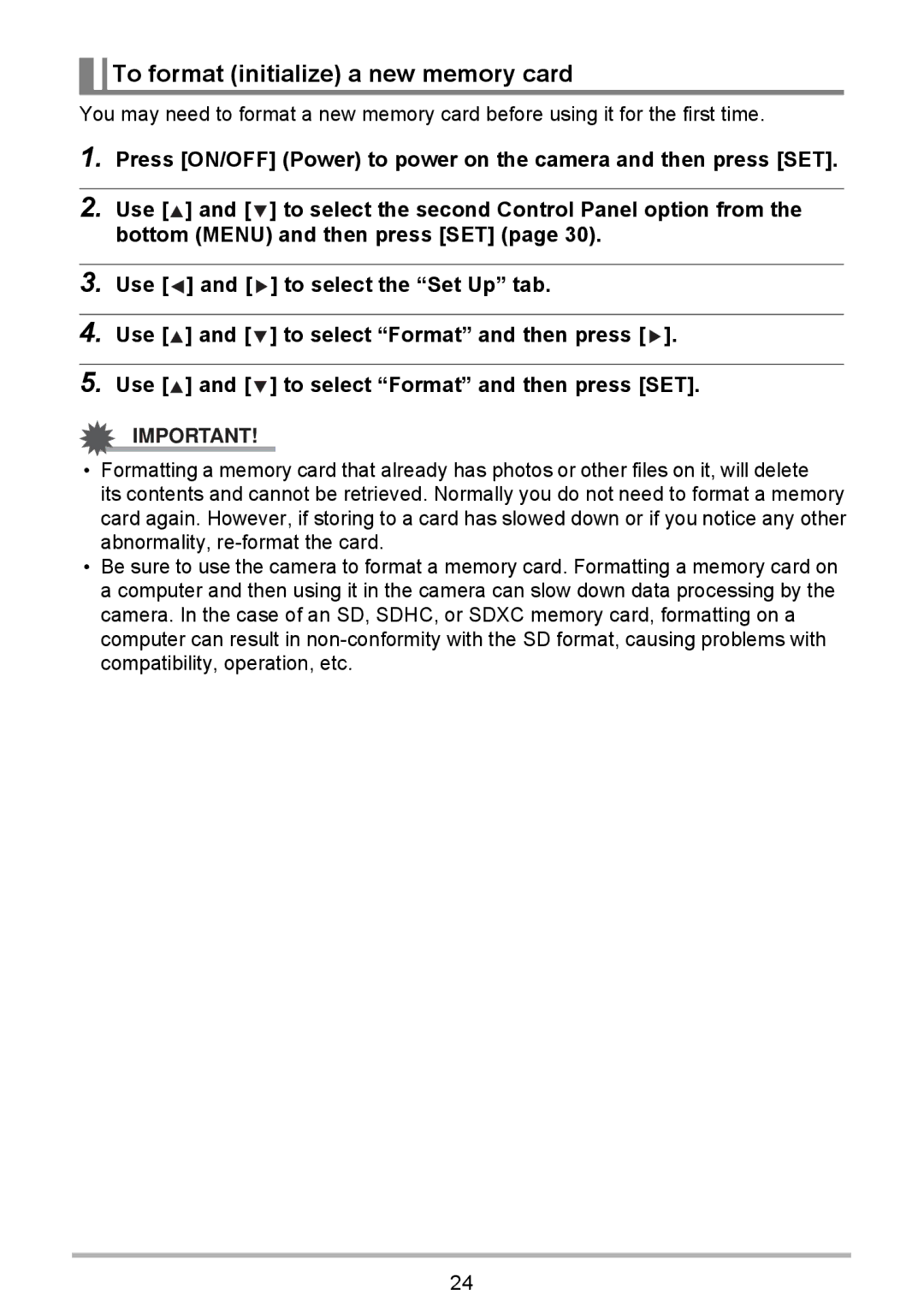 HP p550 manual To format initialize a new memory card 