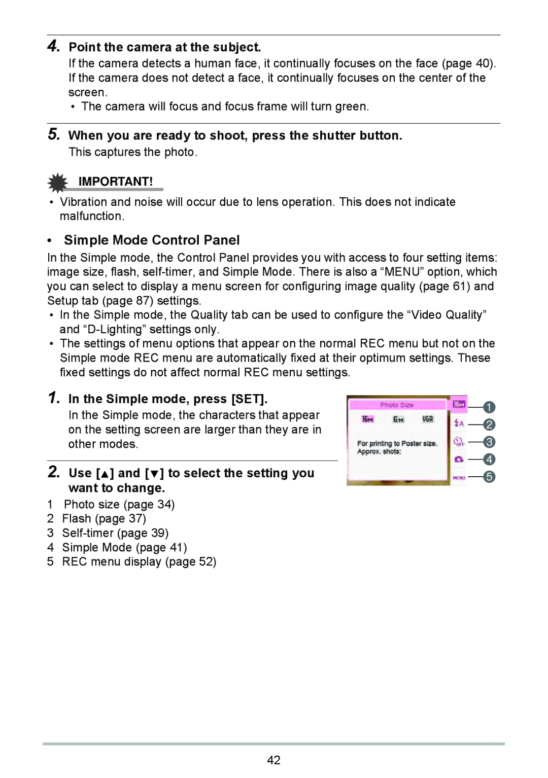 HP p550 manual Simple Mode Control Panel, Simple mode, press SET 