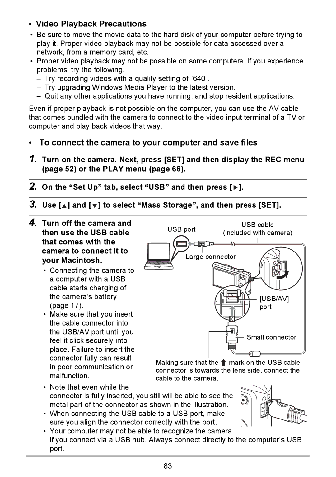 HP p550 manual Video Playback Precautions, Your Macintosh 