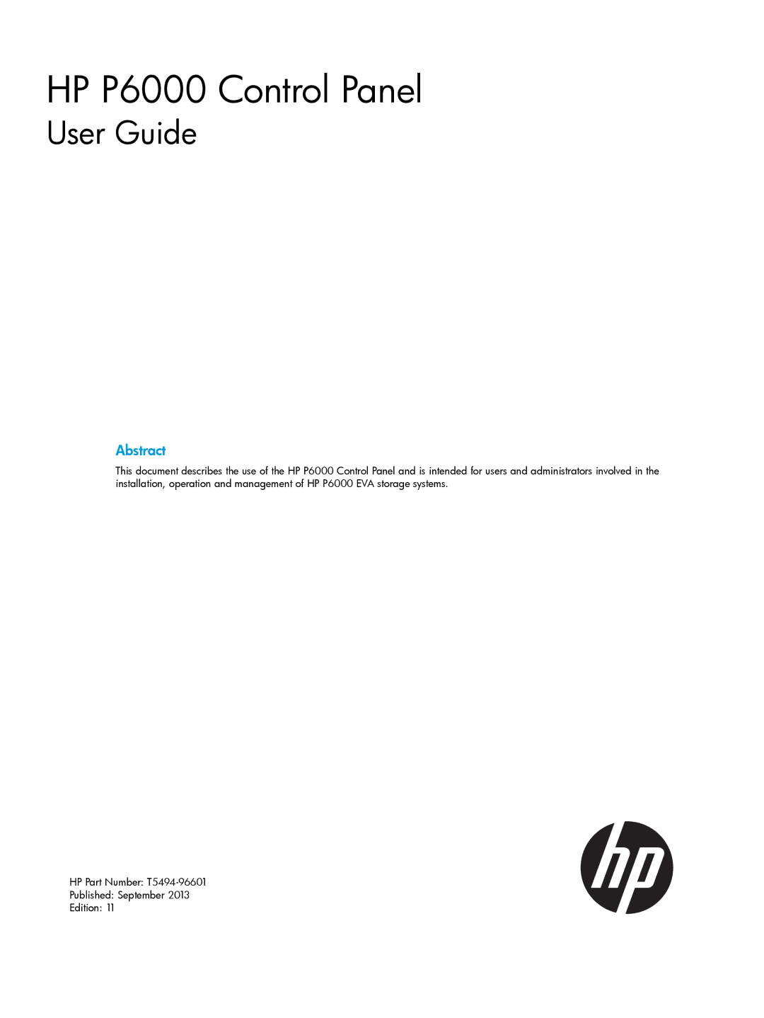 HP manual HP P6000 Control Panel 