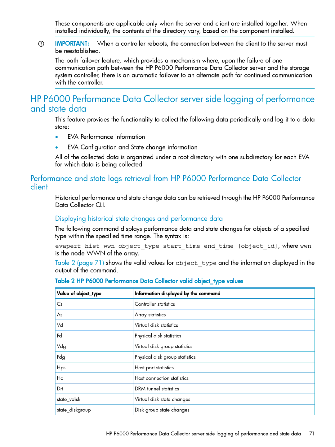 HP P6000 manual Displaying historical state changes and performance data 