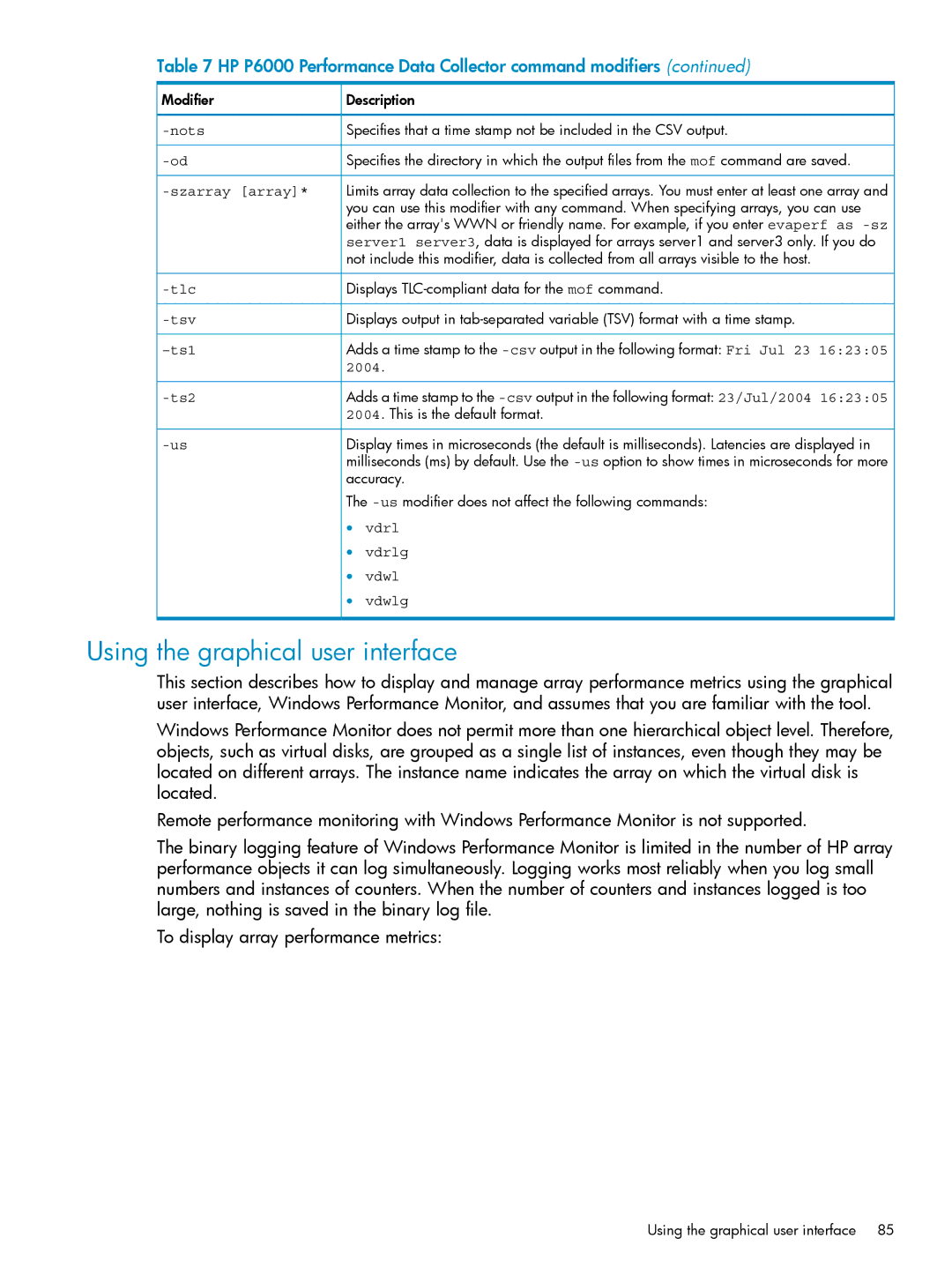 HP P6000 manual Using the graphical user interface, Nots 