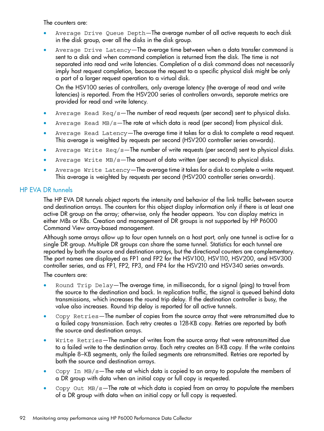 HP P6000 manual HP EVA DR tunnels 