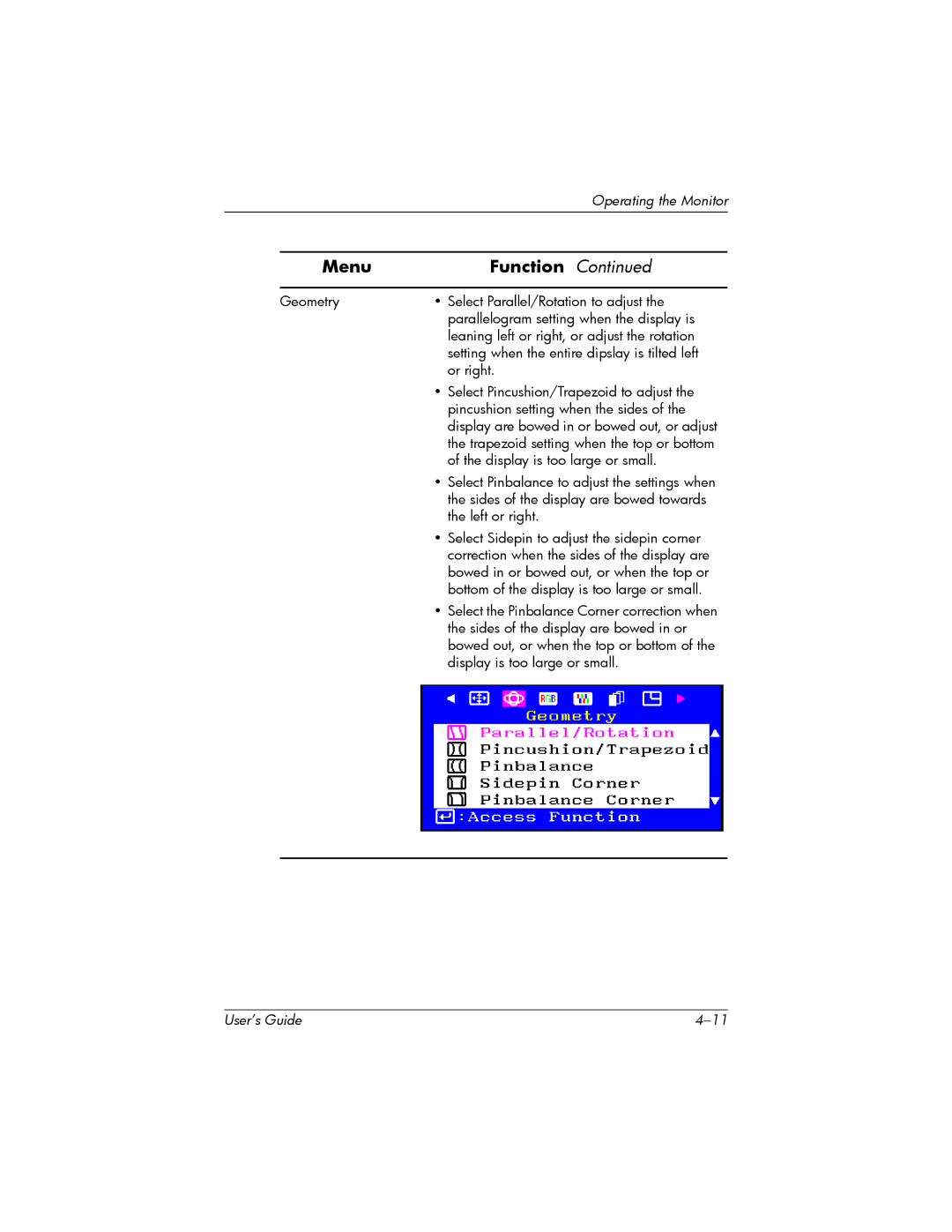 HP P930 manual Trapezoid setting when the top or bottom 