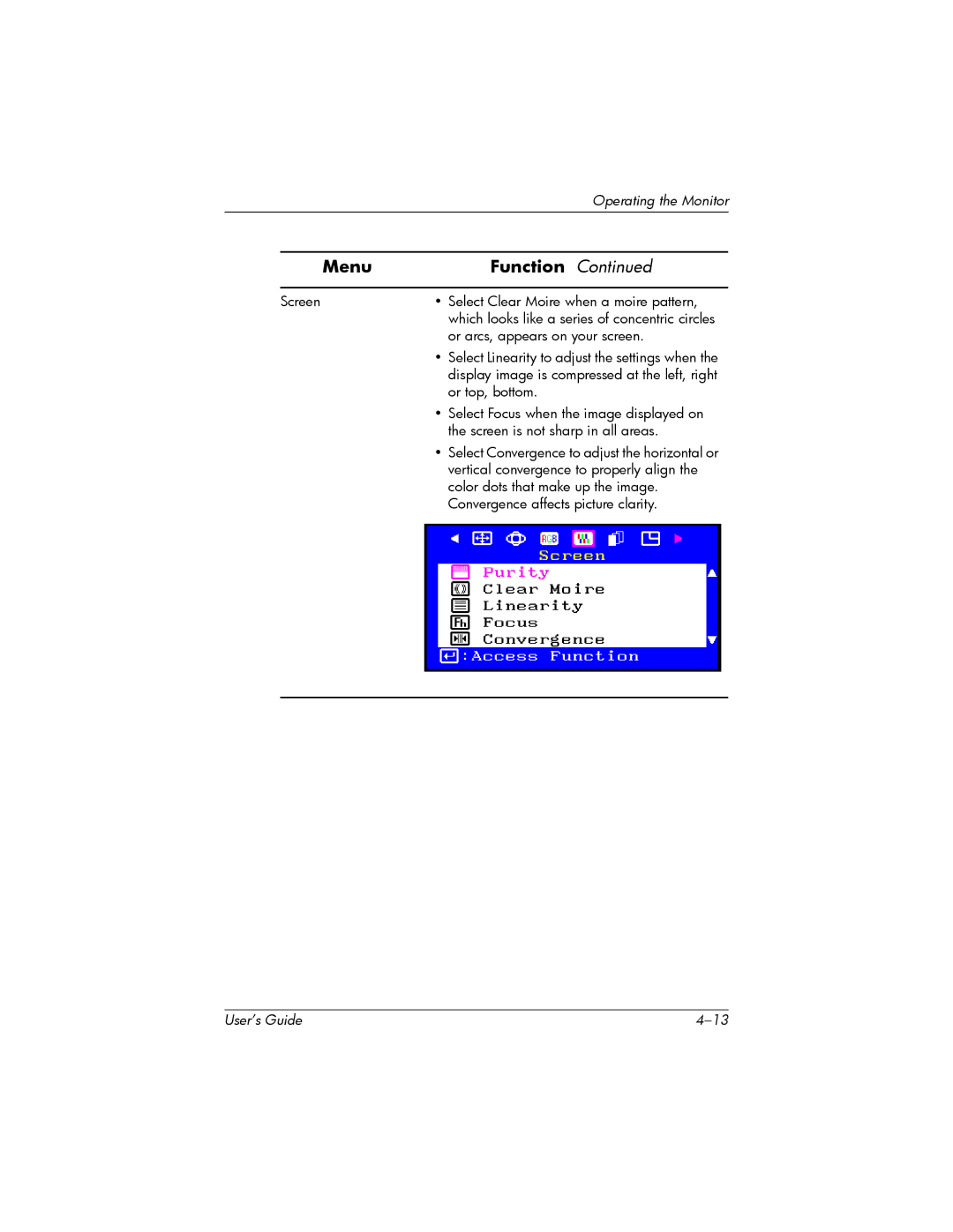 HP P930 manual Screen Select Clear Moire when a moire pattern 