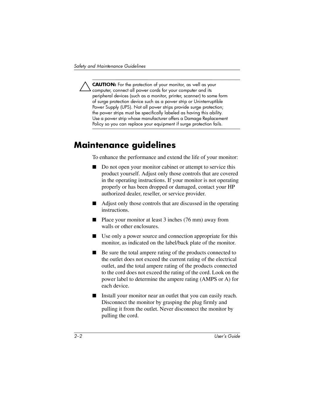 HP P930 manual Maintenance guidelines 