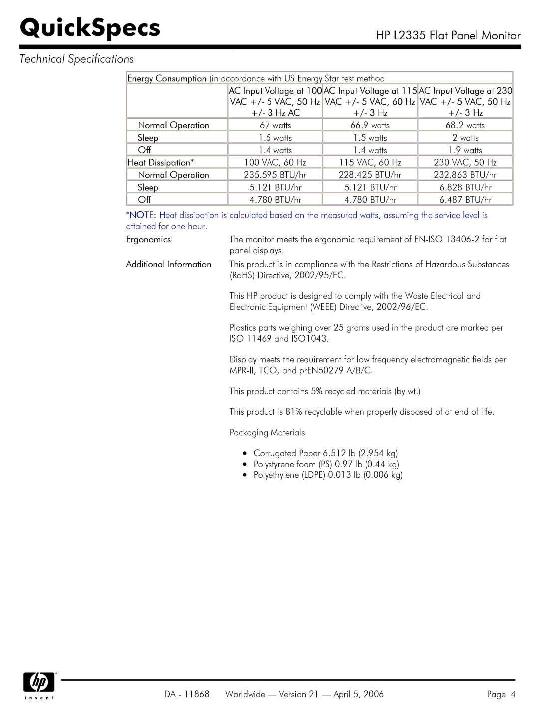 HP P9615A#xxx, P9615X#xxx, P9615W#xxx manual Ergonomics, Additional Information 