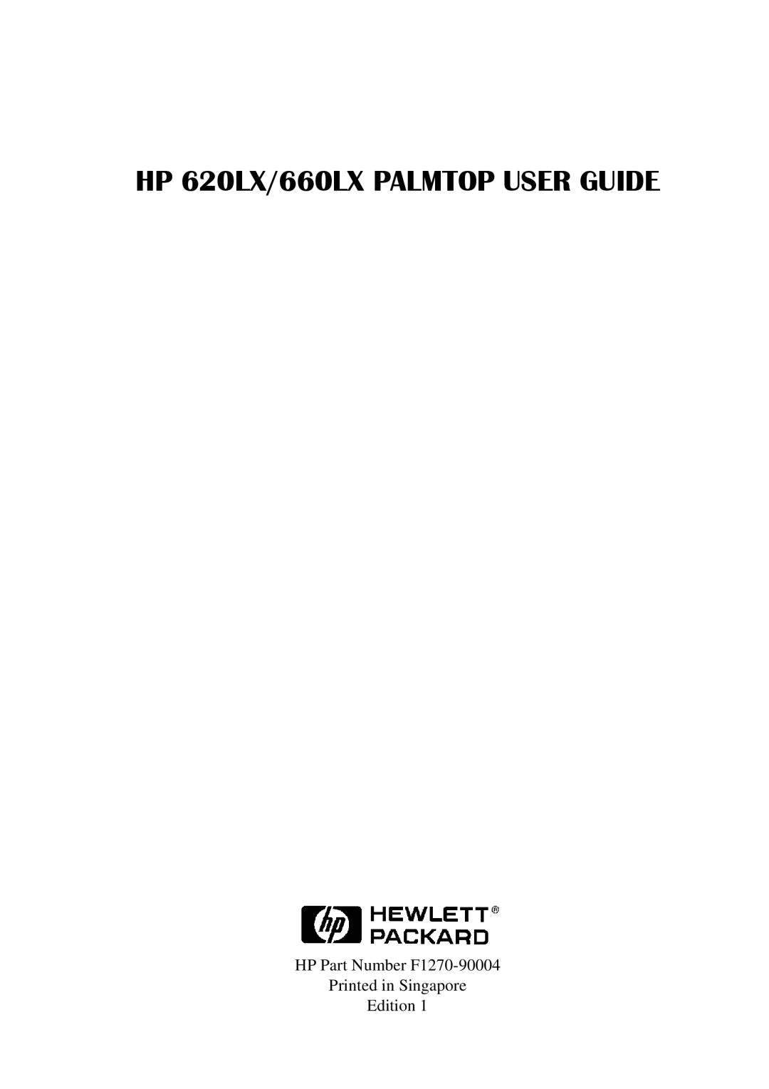 HP Palmtop 620X, Palmtop 660LX manual HP 620LX/660LX Palmtop User Guide 