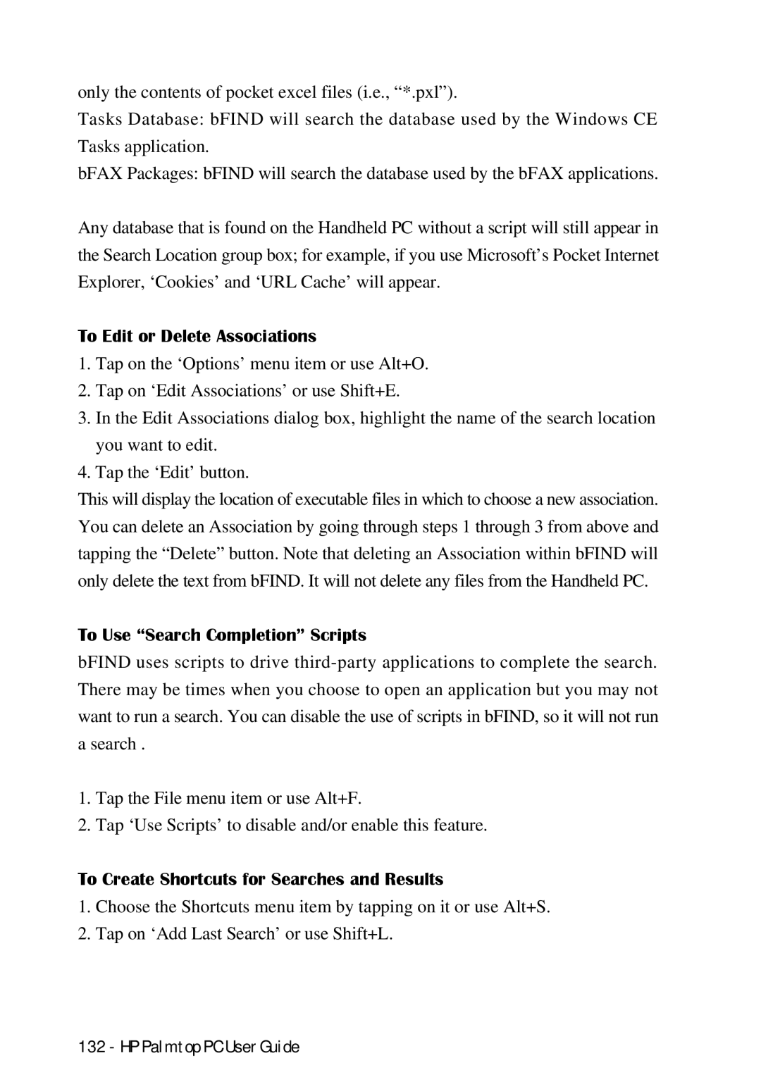 HP Palmtop 660LX, Palmtop 620X manual To Edit or Delete Associations, To Use Search Completion Scripts 