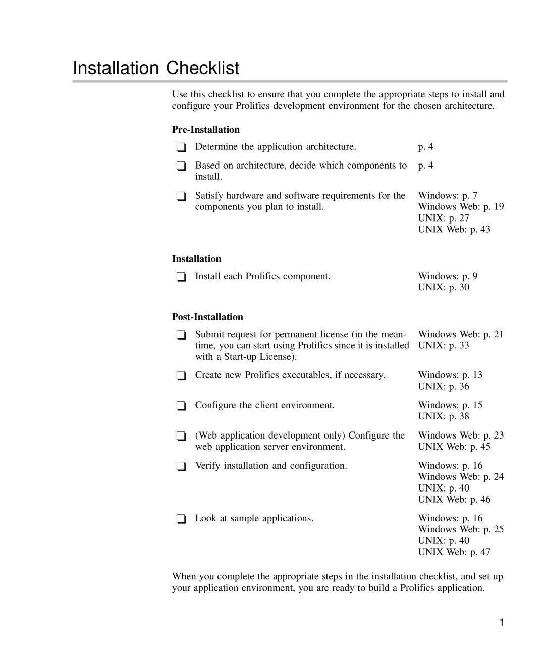 HP Panter 2Tier manual Installation Checklist, Pre-Installation, Post-Installation 