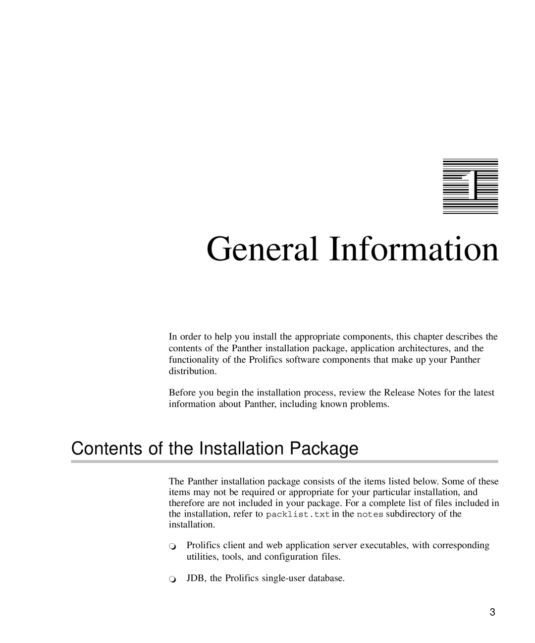 HP Panter 2Tier manual General Information, Contents of the Installation Package 