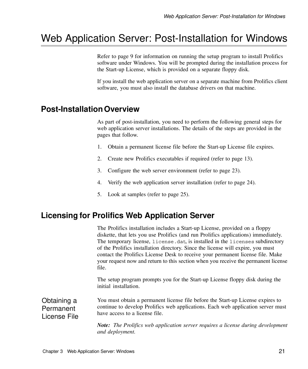 HP Panter 2Tier manual Web Application Server Post-Installation for Windows, Licensing for Prolifics Web Application Server 