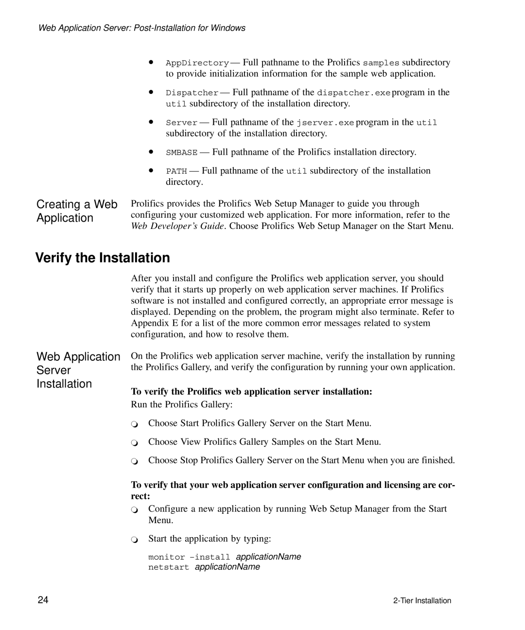 HP Panter 2Tier manual Creating a Web Application, Web Application Server Installation 