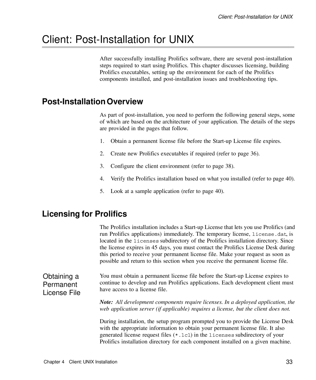 HP Panter 2Tier manual Client Post-Installation for Unix, Licensing for Prolifics 