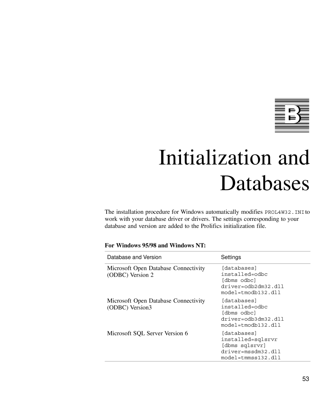 HP Panter 2Tier manual Initialization Databases, For Windows 95/98 and Windows NT 