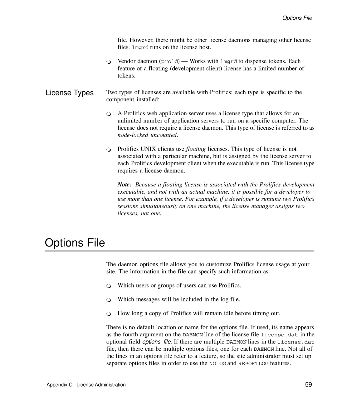 HP Panter 2Tier manual Options File, License Types 