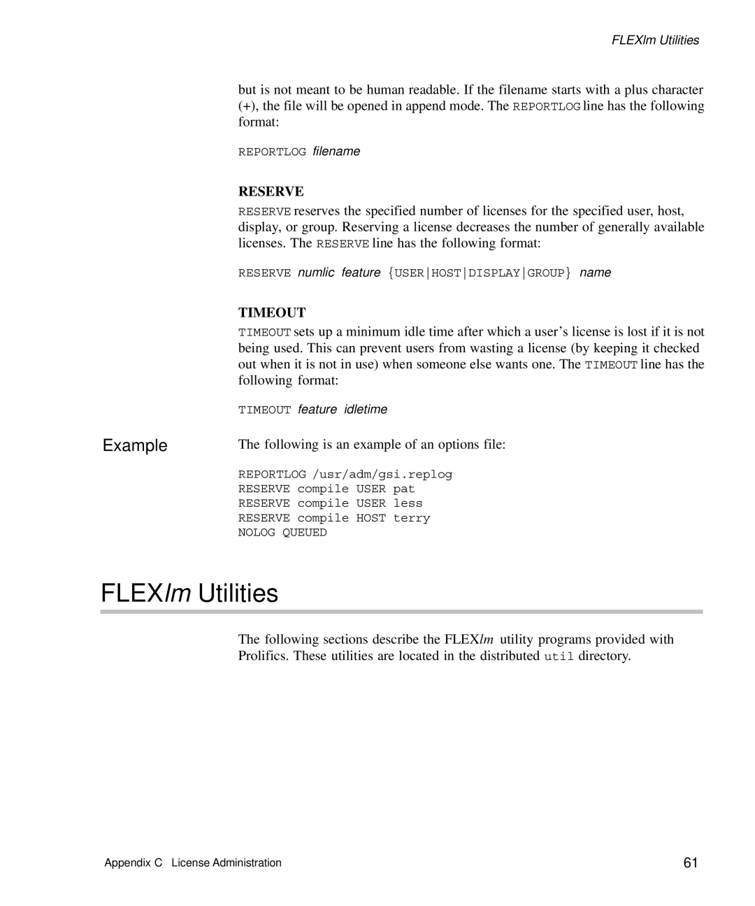 HP Panter 2Tier manual FLEXlm Utilities, Example 