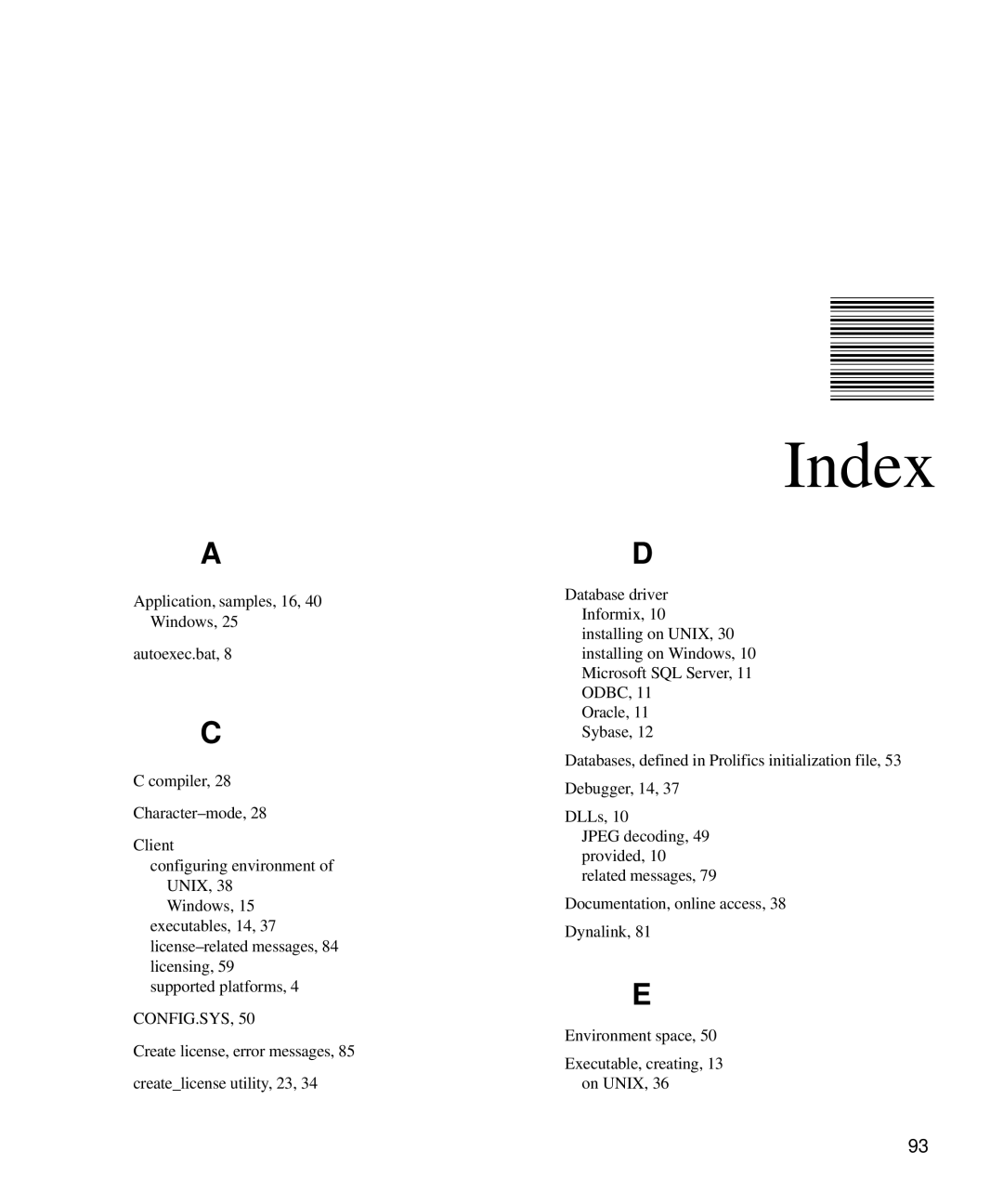 HP Panter 2Tier manual Index 