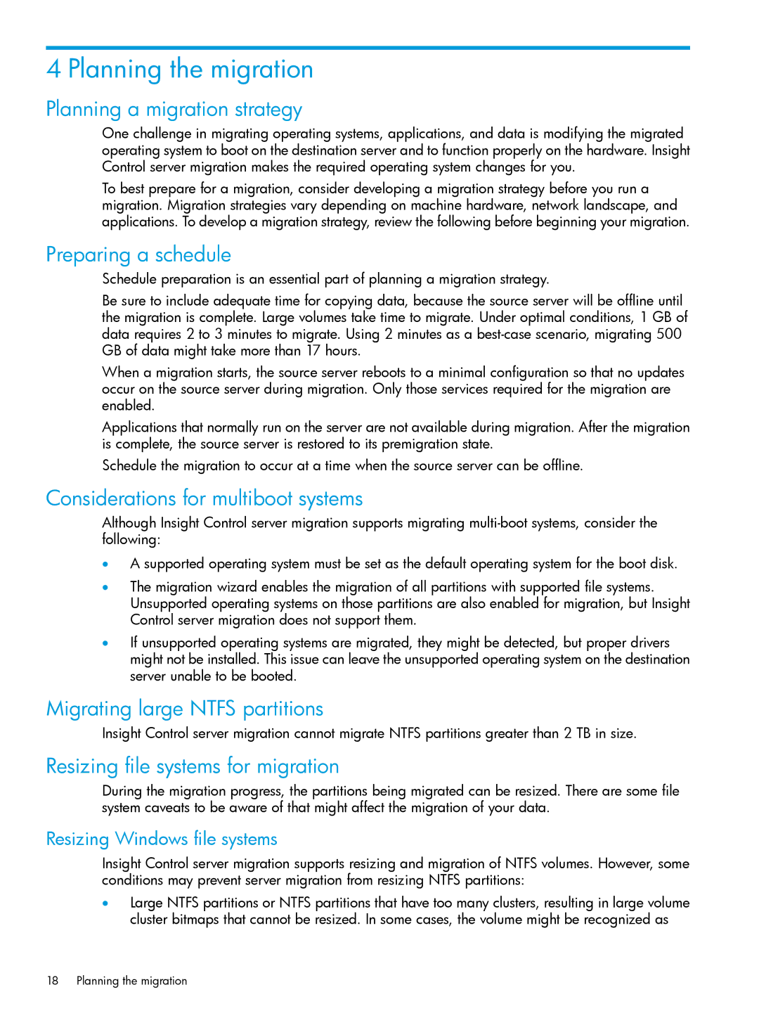 HP PART NUMBER: 461487-401A manual Planning the migration 