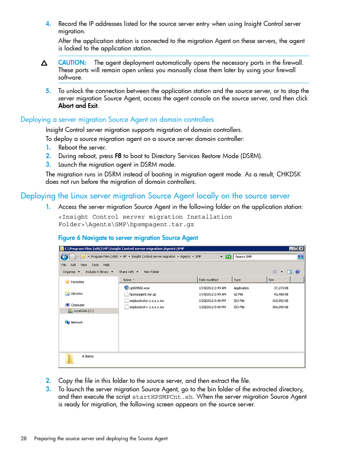 HP PART NUMBER: 461487-401A manual Navigate to server migration Source Agent 