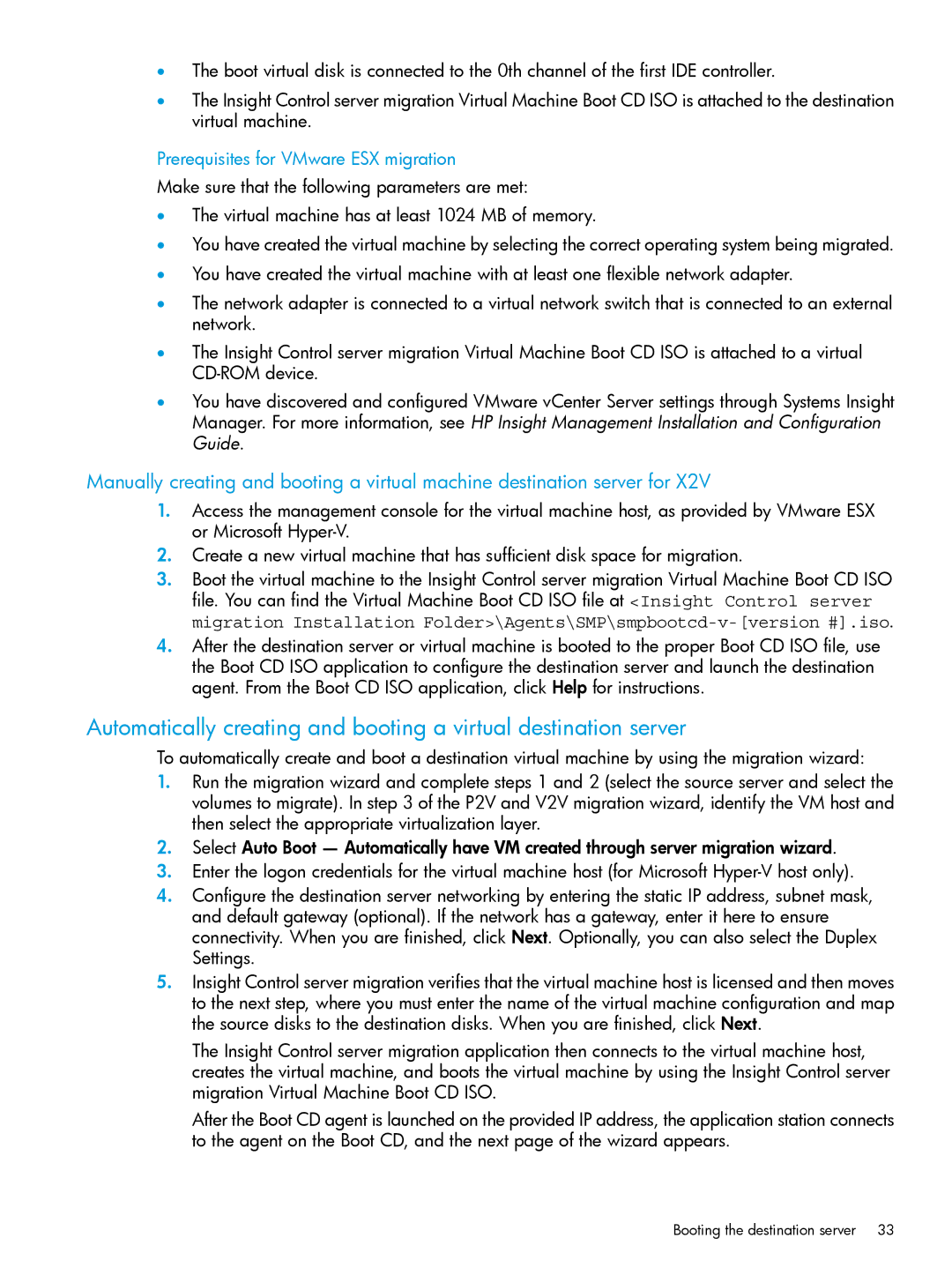 HP PART NUMBER: 461487-401A manual Prerequisites for VMware ESX migration 