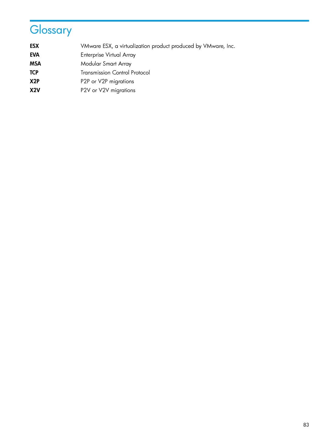 HP PART NUMBER: 461487-401A manual Glossary 