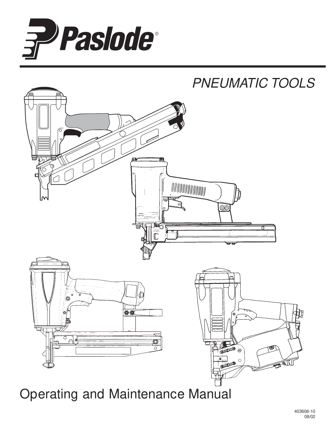 HP Paslode 403606-10 manual Pneumatic Tools 