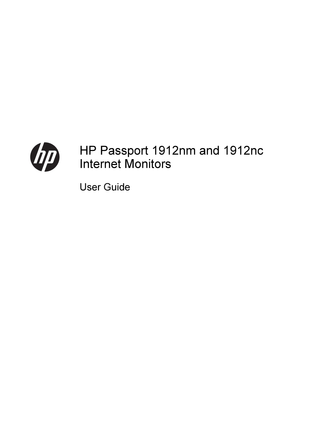 HP Passport 1912nm 18.5-inch Internet manual HP Passport 1912nm and 1912nc Internet Monitors 