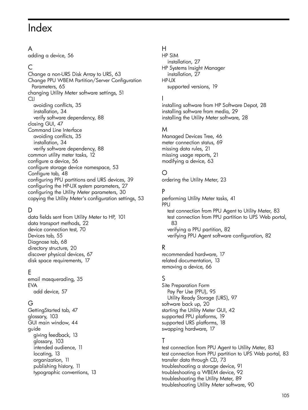 HP Pay per use (PPU) manual Index 