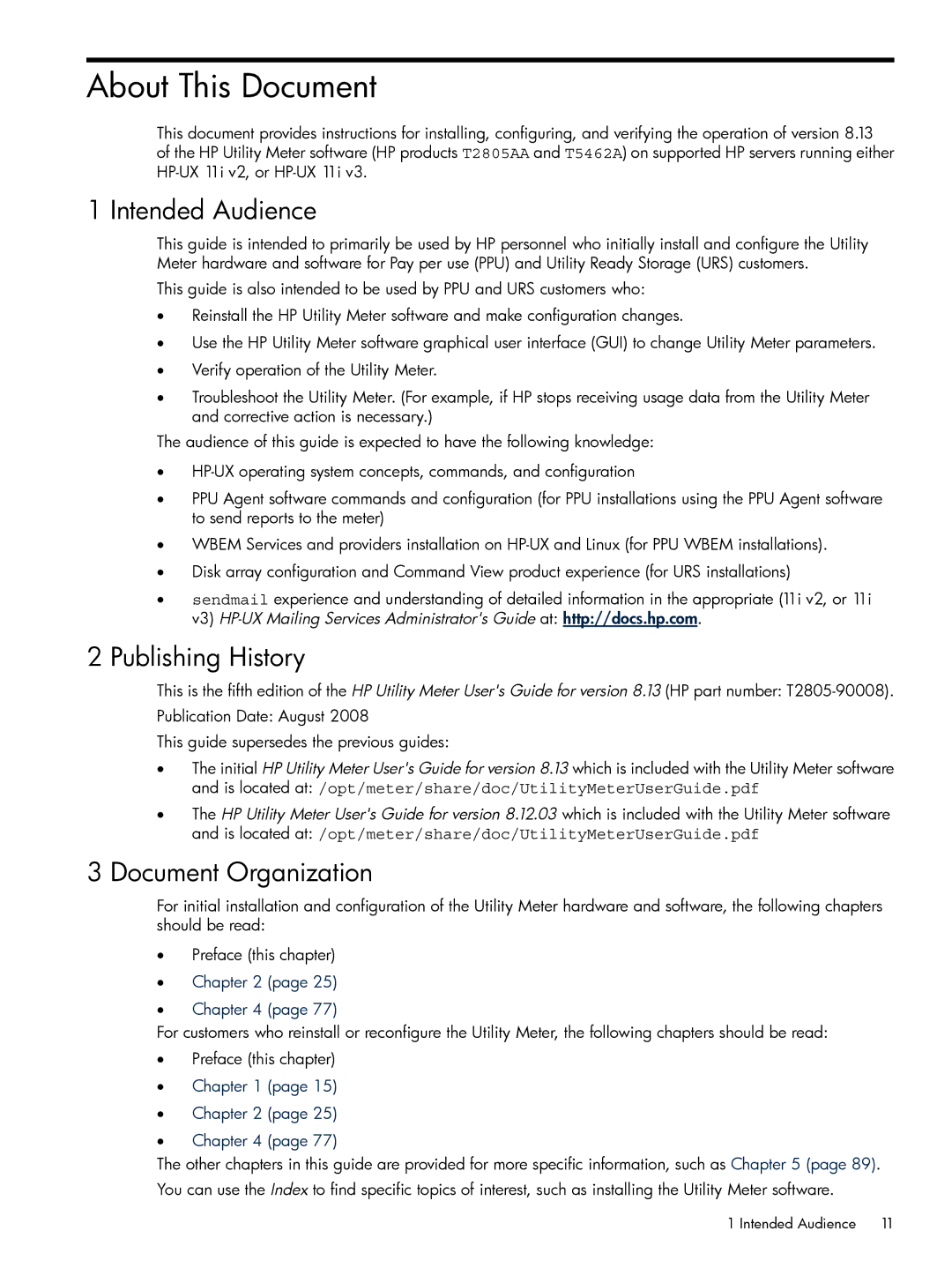 HP Pay per use (PPU) manual About This Document, Intended Audience, Publishing History, Document Organization 