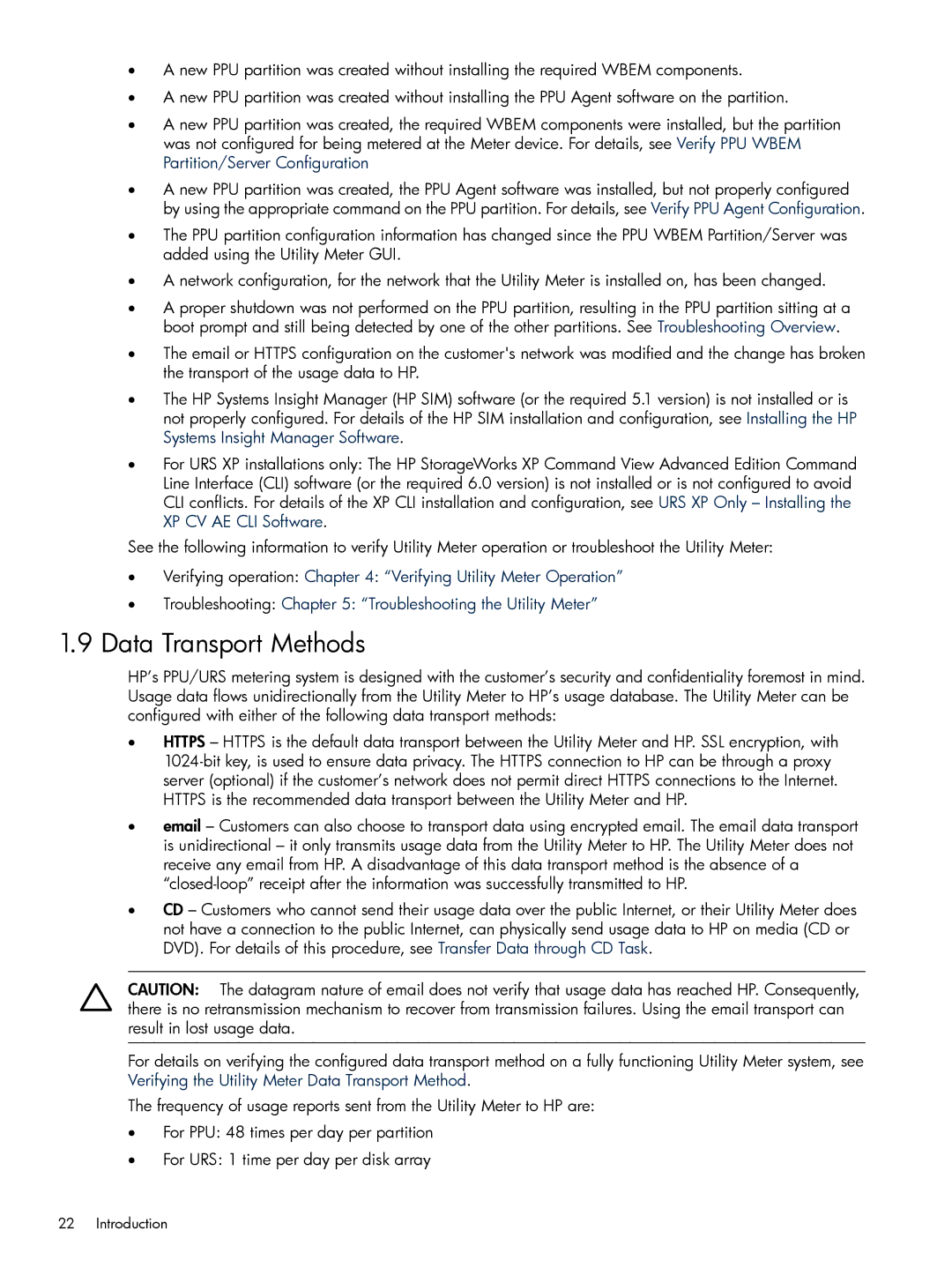 HP Pay per use (PPU) manual Data Transport Methods 