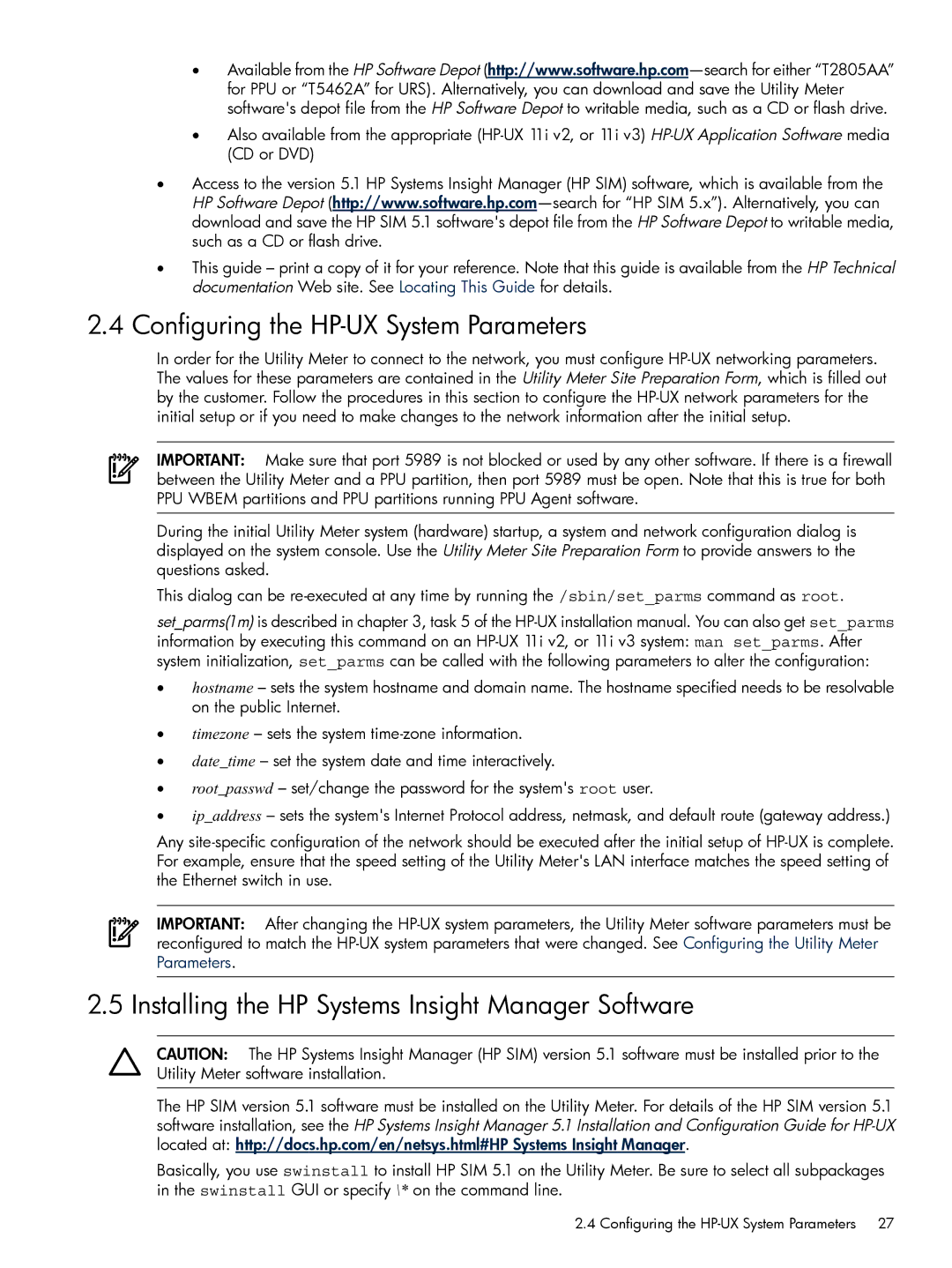 HP Pay per use (PPU) manual Configuring the HP-UX System Parameters, Installing the HP Systems Insight Manager Software 