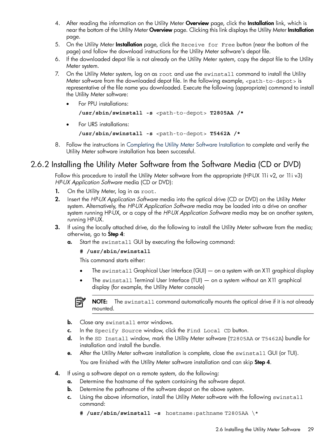 HP Pay per use (PPU) manual Usr/sbin/swinstall -s path-to-depotT2805AA, Usr/sbin/swinstall -s path-to-depotT5462A 