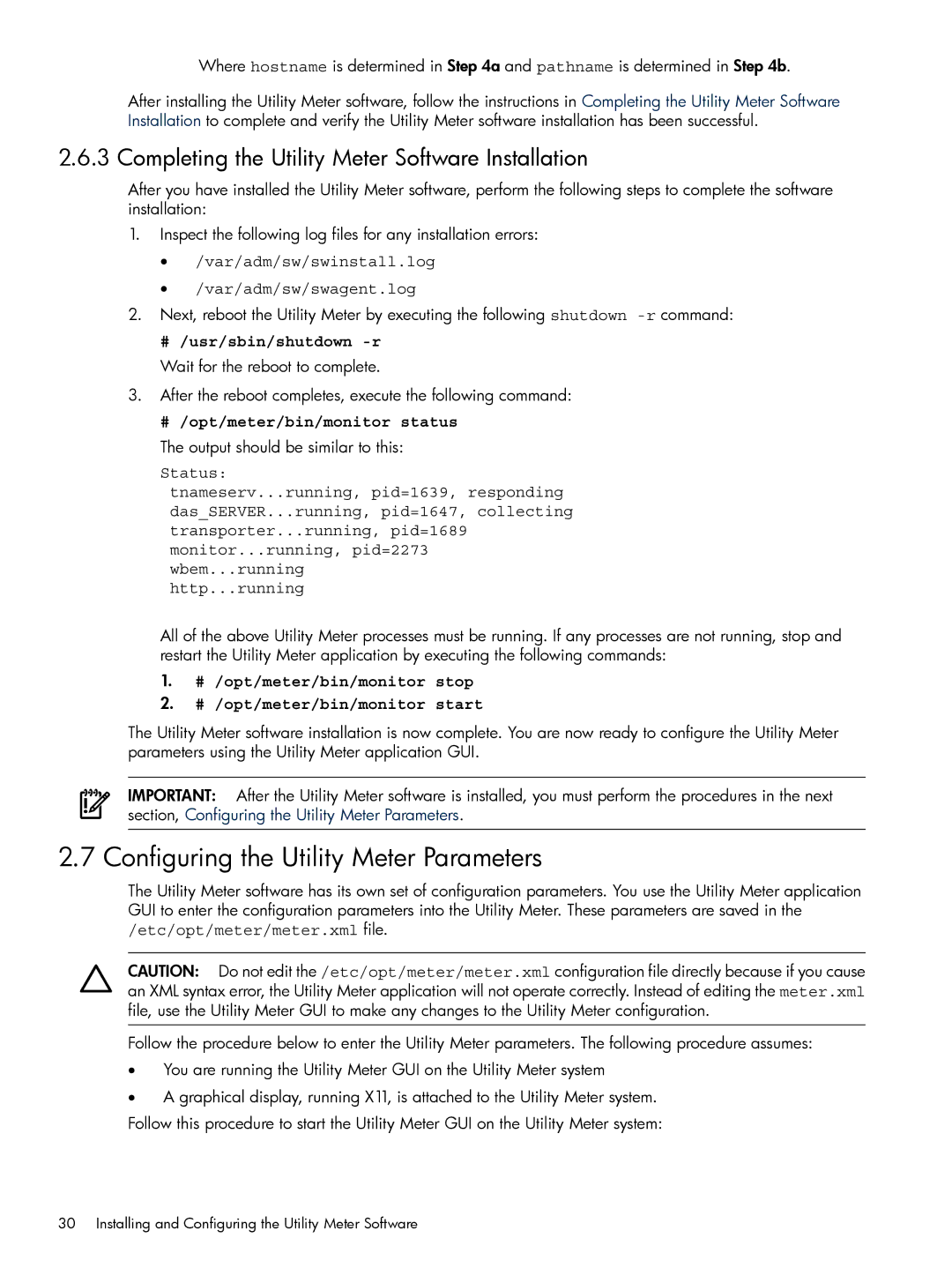 HP Pay per use (PPU) manual Configuring the Utility Meter Parameters, Completing the Utility Meter Software Installation 