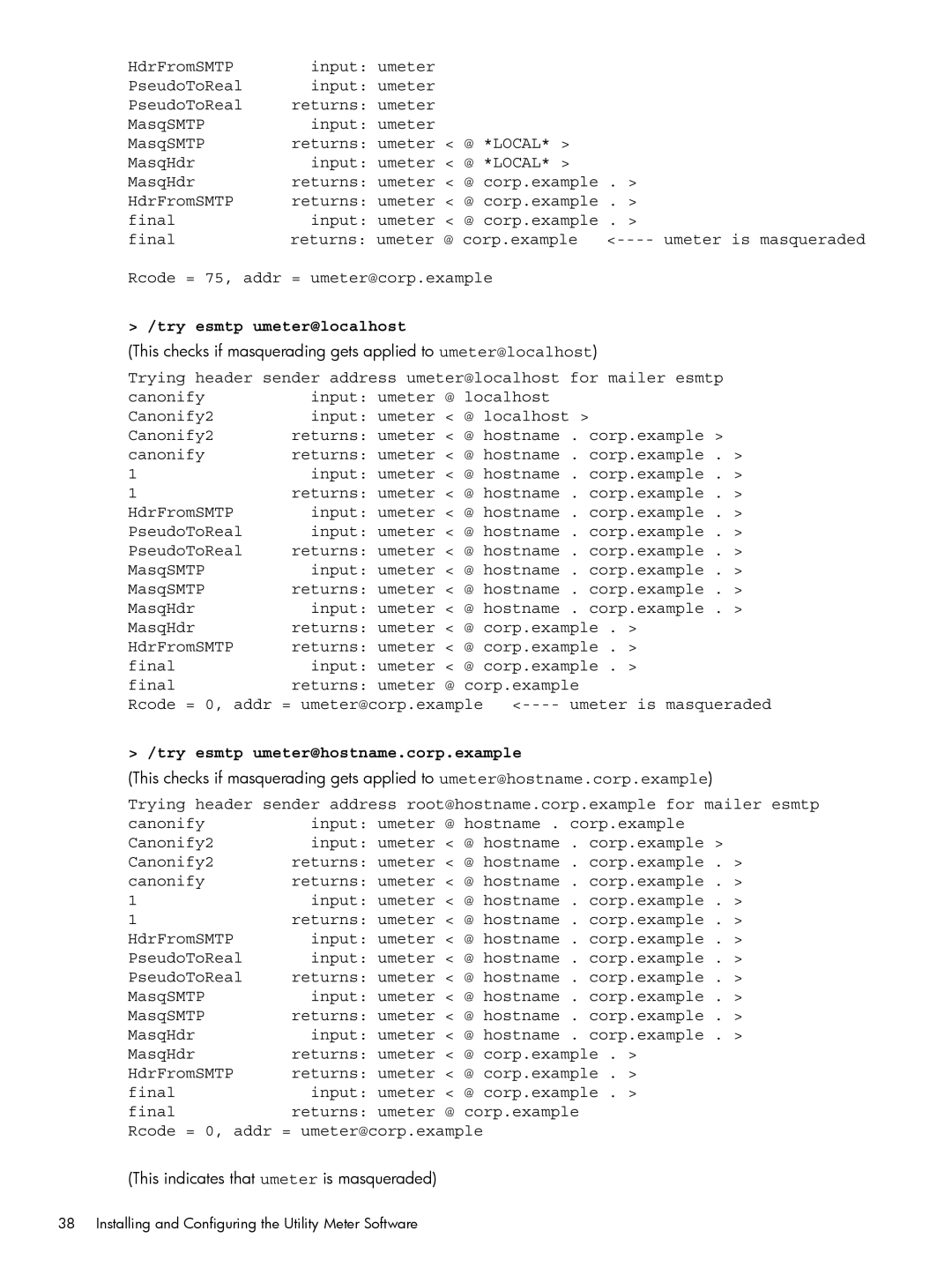 HP Pay per use (PPU) manual Try esmtp umeter@localhost, Try esmtp umeter@hostname.corp.example 