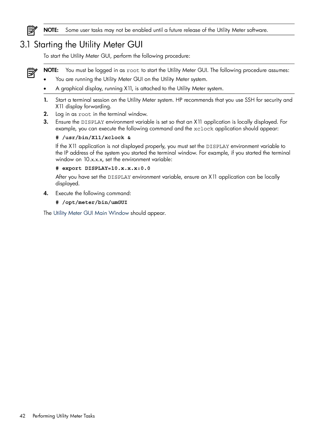 HP Pay per use (PPU) manual Starting the Utility Meter GUI, Utility Meter GUI Main Window should appear 