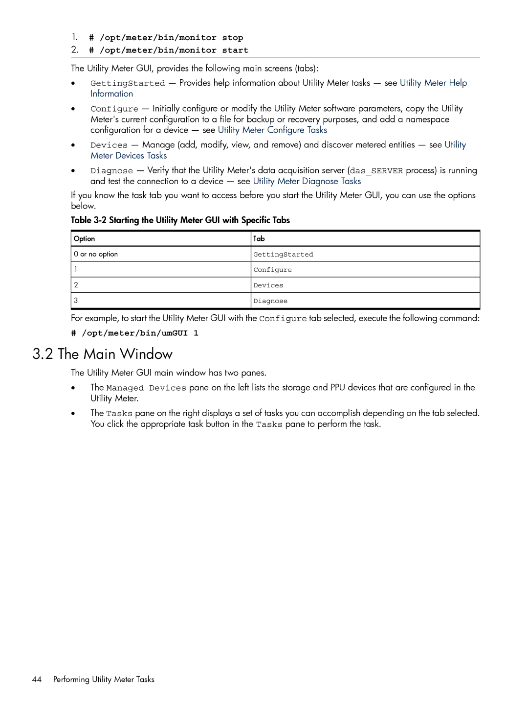 HP Pay per use (PPU) manual Main Window, # /opt/meter/bin/monitor stop # /opt/meter/bin/monitor start 