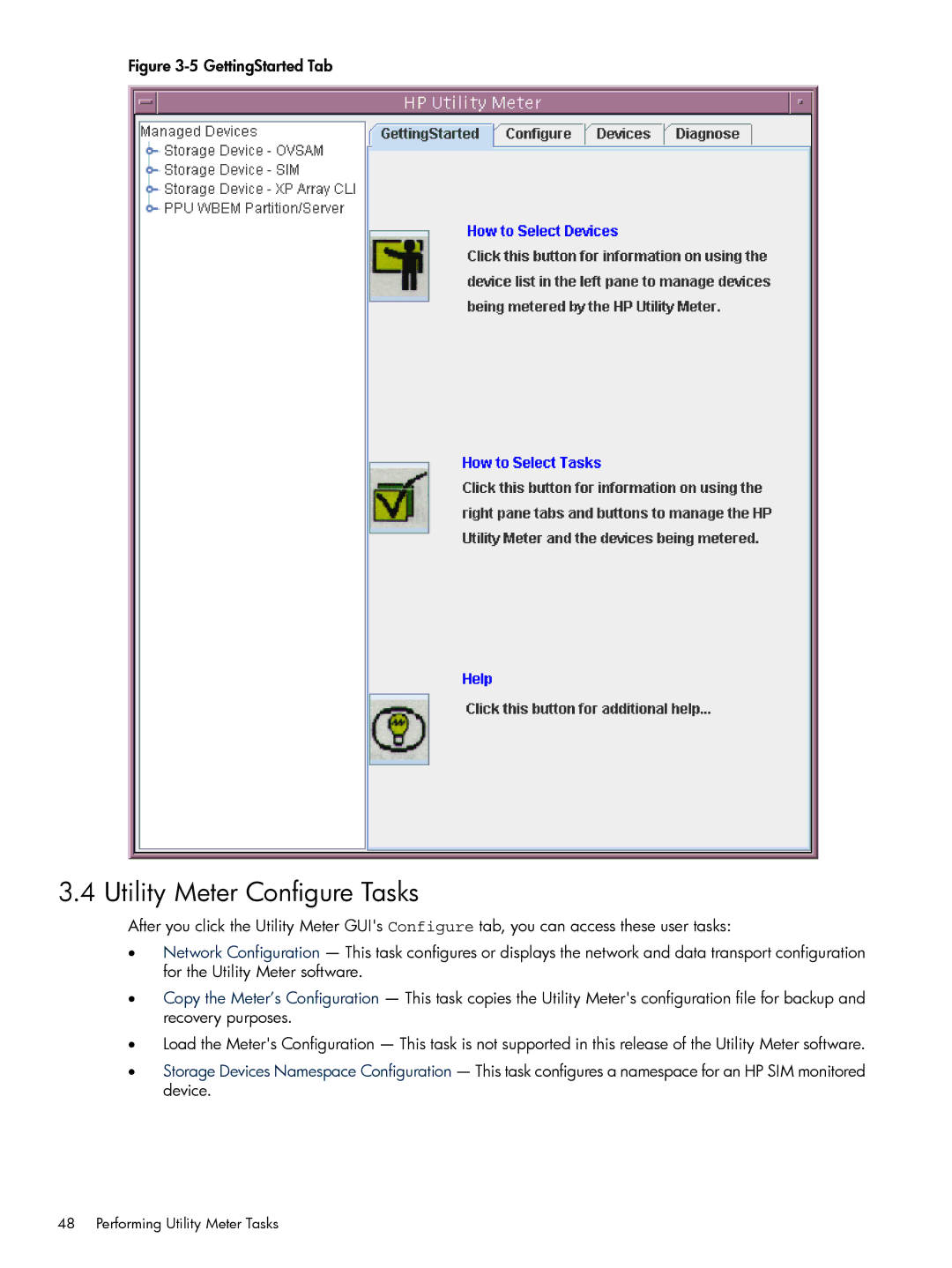 HP Pay per use (PPU) manual Utility Meter Configure Tasks, GettingStarted Tab 