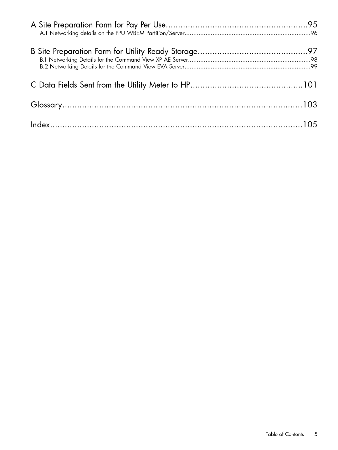 HP Pay per use (PPU) manual Site Preparation Form for Pay Per Use, Site Preparation Form for Utility Ready Storage 