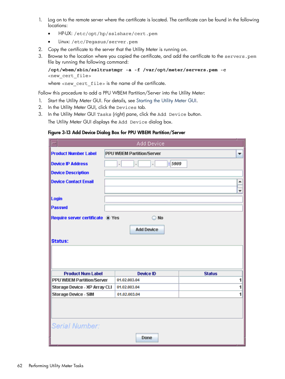 HP Pay per use (PPU) manual Add Device Dialog Box for PPU Wbem Partition/Server 