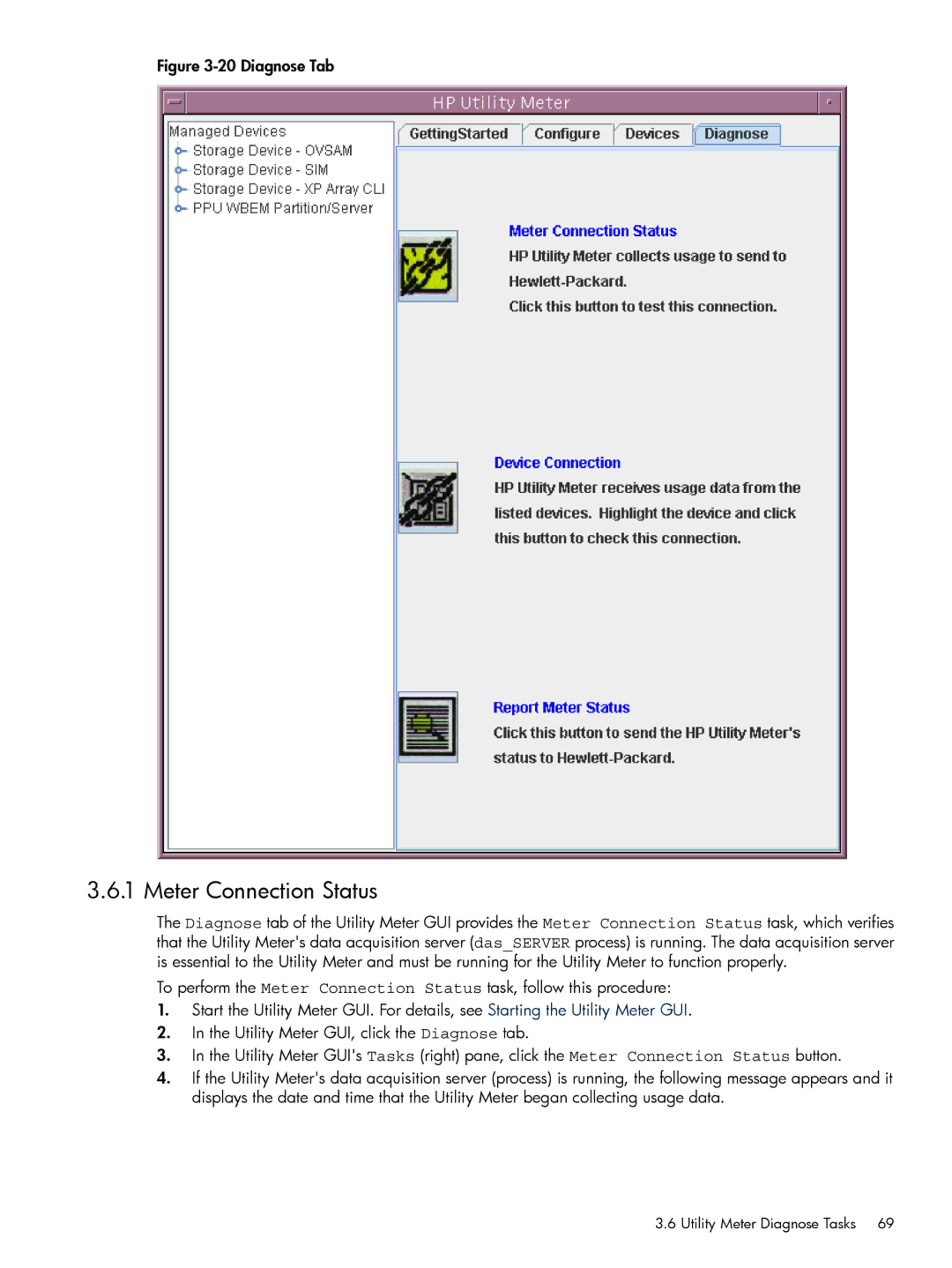 HP Pay per use (PPU) manual Meter Connection Status, Diagnose Tab 