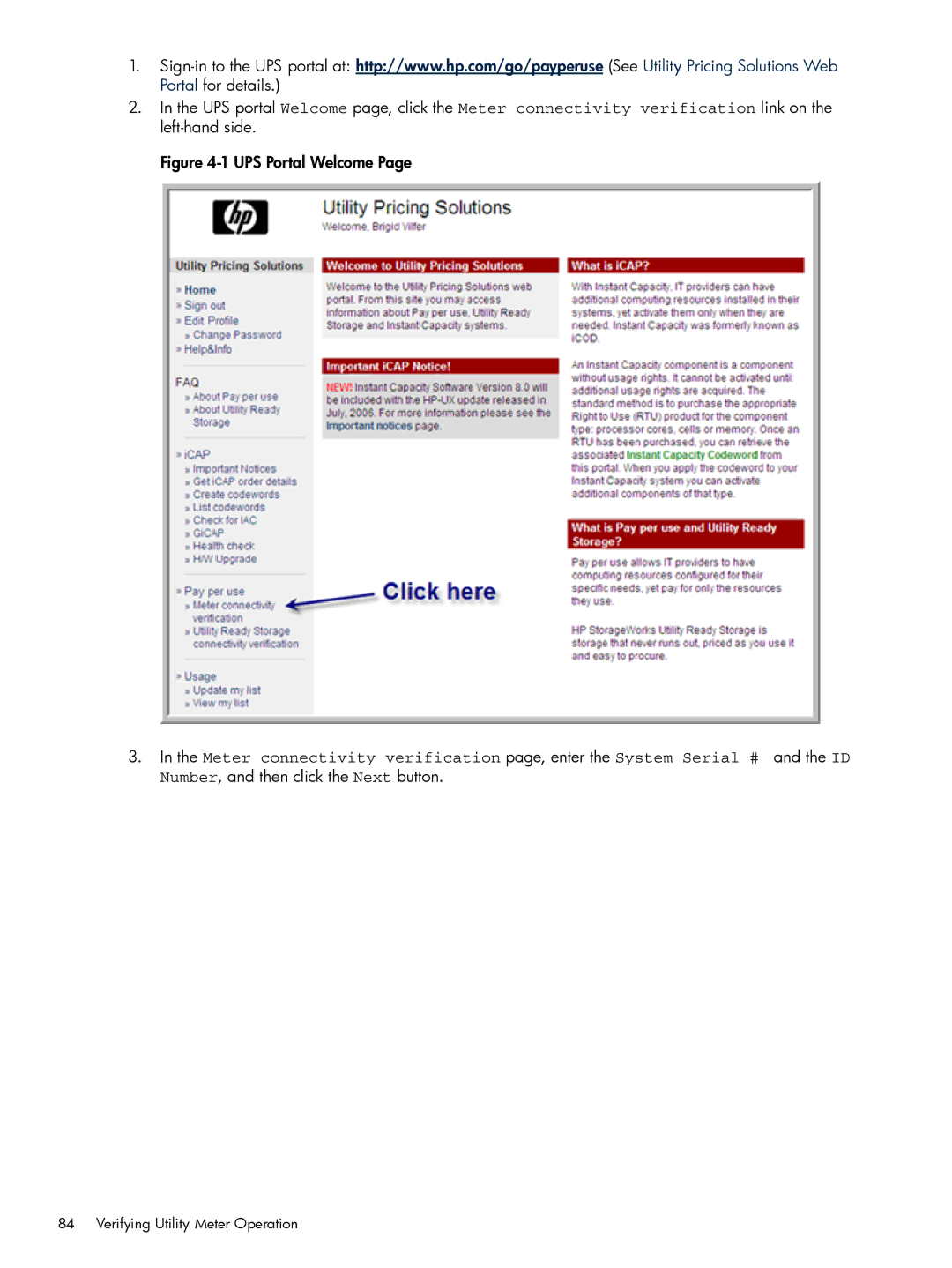 HP Pay per use (PPU) manual UPS Portal Welcome 