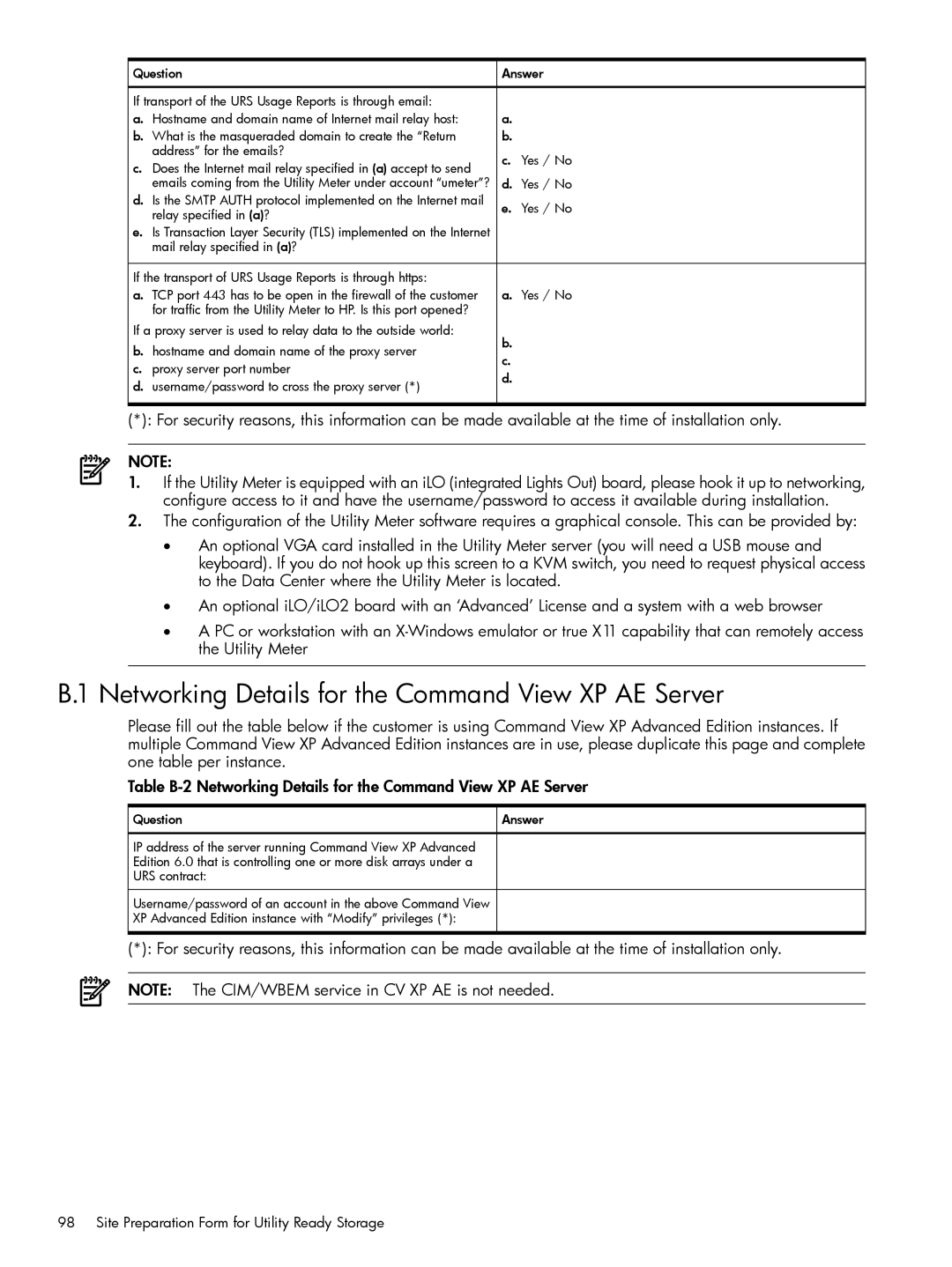 HP Pay per use (PPU) manual Networking Details for the Command View XP AE Server 