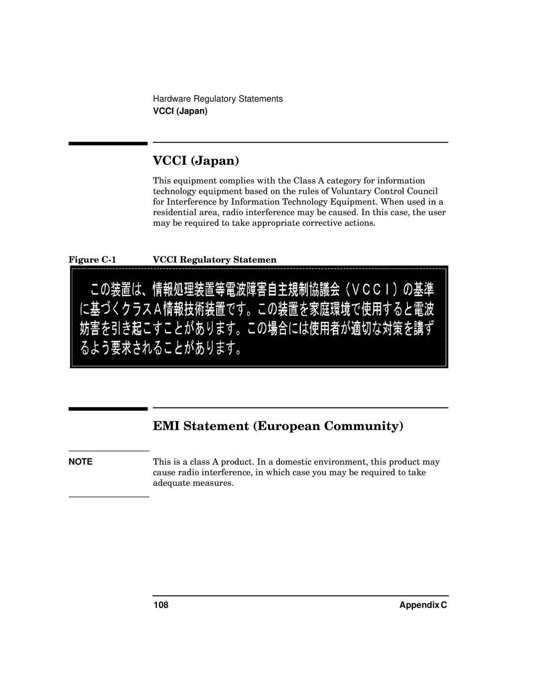 HP PB 10 manual Vcci Japan, EMI Statement European Community, Vcci Regulatory Statemen 