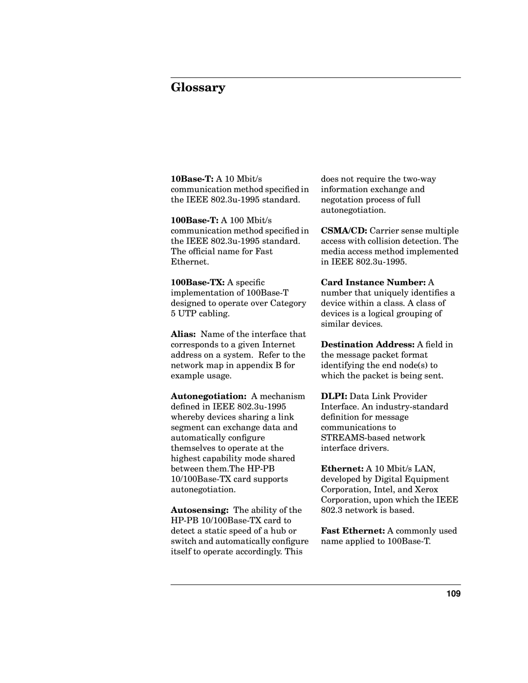 HP PB 10 manual Glossary, 109 